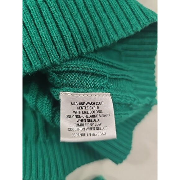 Charter Club Y2k Emerald Green Sweater Womens Sm Cable Knit Shawl Collar Preppy - Picture 6 of 7